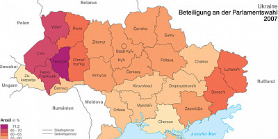Karte: Ukraine: Parlamentswahl 2007 – Wahlbeteiligung
