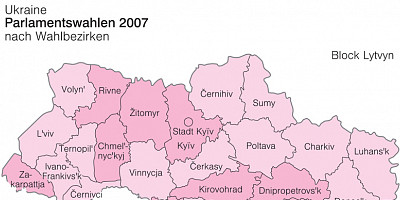 Karte: Ukraine: Parlamentswahlen 2007 – Stimmenanteil von Block Lytvyn