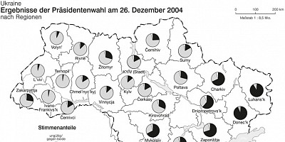 Karte: Ukraine: Ergebnisse der Präsidentenwahl Dezember 2004