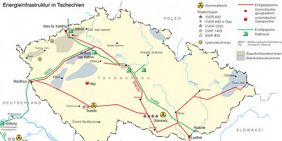 Karte: Tschechien: Energieinfrastruktur