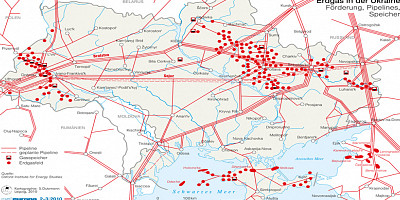 Karte: Ukraine: Erdgas – Förderung, Pipeline, Speicher