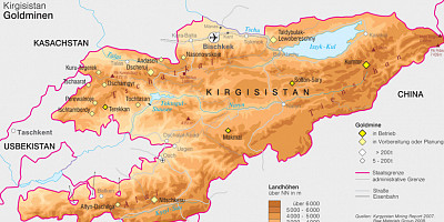 Karte: Kirgisistan: Goldminen