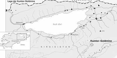 Karte: Kirgisistan: Die Lage der Kumtor-Goldmine
