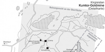 Karte: Kirgisistan: Kumtor-Goldmine – Detailkarte