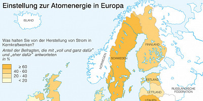 Karte: Europa: Einstellung zur Atomenergie