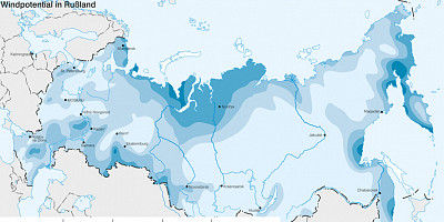 Karte: Russland: Windpotential