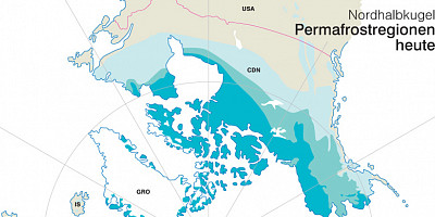 Karte: Nordhalbkugel: Permafrostregionen 2003