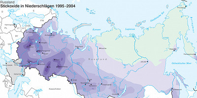Karte: Russland: Stickoxide in Niederschlägen 1995–2004