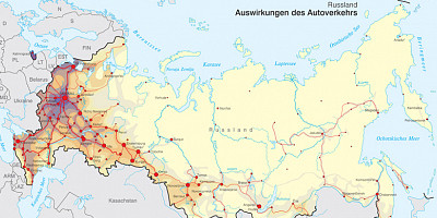 Karte: Russland: Auswirkungen des Autoverkehrs