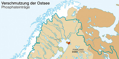 Karte: Verschmutzung der Ostsee: Phosphateinträge
