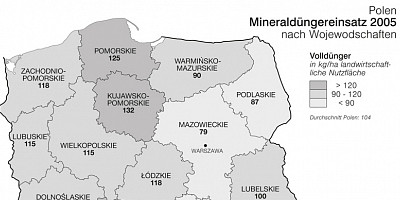 Karte: Polen: Mineraldüngereinsatz 2005