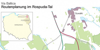 Karte: Polen: Routenplanung für die Via Baltica im Rospuda-Tal