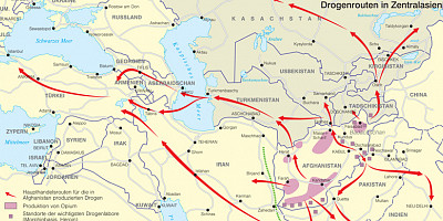 Karte: Zentralasien: Drogenrouten
