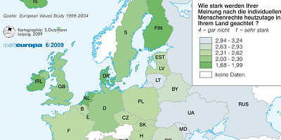 Karte: Werden die Menschenrechte in Ihrem Land geachtet?