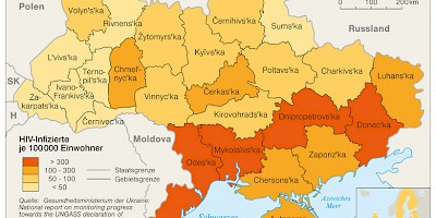 Karte: Ukraine: HIV-Verbreitung