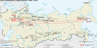 Karte: Das sowjetische Lagersystem 1939–1953