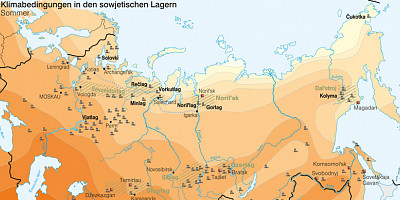 Karte: Gulag: Klimabedingungen im Sommer