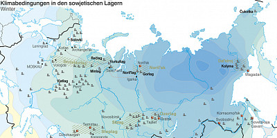 Karte: Gulag: Klimabedingungen im Winter