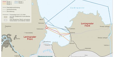 Karte: Die "Straße des Lebens" – Flucht- und Versorgungswege im Dezember 1941