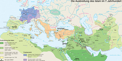 Karte: Die Ausbreitung des Islam im 7. Jh.