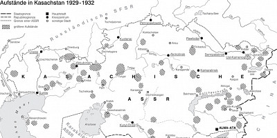 Karte: Aufstände in Kasachstan 1929–1932