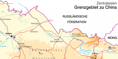 Karte: Zentralasien: Grenzgebiet zu China