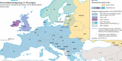 Karte: Stromübertragung in Europa