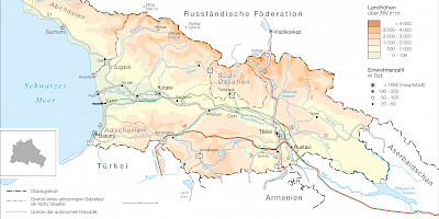 Karte: Georgien: Physische Übersicht 2018