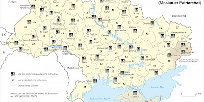 Karte: Ukraine: Bistümer der Ukrainischen Orthodoxen Kirche (Moskauer Patriarchat)