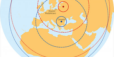 Karte: Europa: Mittelstreckenraketen und der INF-Vertrag
