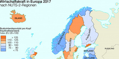 Karte: Europa: Wirtschaftskraft 2017 nach NUTS-2-Regionen