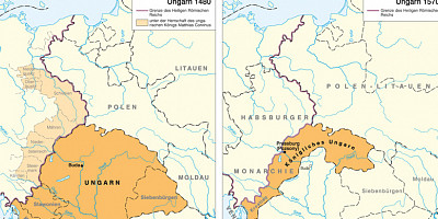 Karte: Ungarn 1480 und 1570