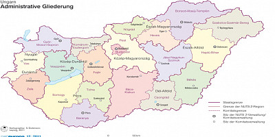 Karte: Ungarn: Administrative Gliederung