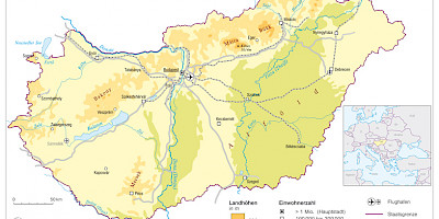 Karte: Ungarn: Physische Übersicht