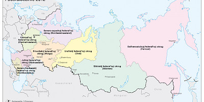 Karte: Russländische Föderation: Föderalbezirke 2012
