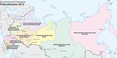 Karte: Russländische Föderation: Föderalbezirke 2012