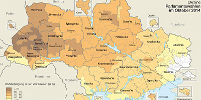 Karte: Ukraine: Parlamentswahlen Oktober 2014 – Wahlbeteiligung