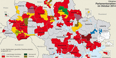 Karte: Ukraine: Parlamentswahlen Oktober 2014 – Gewählte Direktkandidaten