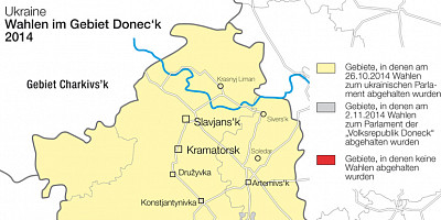 Karte: Ukraine: Wahlen im Gebiet Donec'k 2014