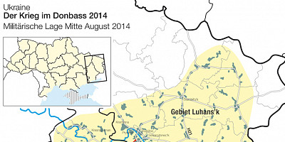 Karte: Ukraine: Der Krieg im Donbass – August 2014