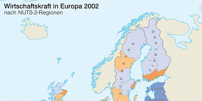 Karte: Wirtschaftskraft in Europa 2002