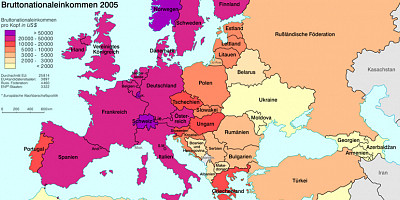 Karte: Europa: Bruttonationaleinkommen 2005