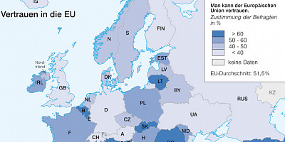 Karte: EU: Politisches Vertrauen und Skepsis