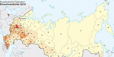 Karte: Russland: Einwohnerdichte