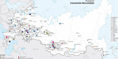 Karte: Russland: Industrielle Monostädte