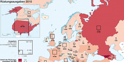 Karte: Europa: Rüstungsausgaben 2010