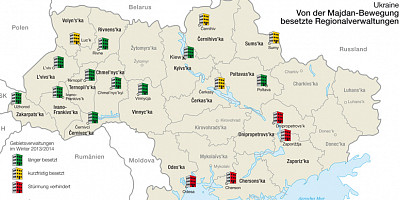 Karte: Ukraine: Von der Maidan-Bewegung besetzte Regionalverwaltungen