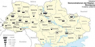 Karte: Ukraine: Demonstrationen der Maidan-Bewegung 11/2013-2/2014