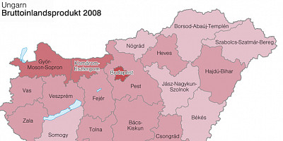 Karte: Ungarn: Bruttoinlandsprodukt 2008