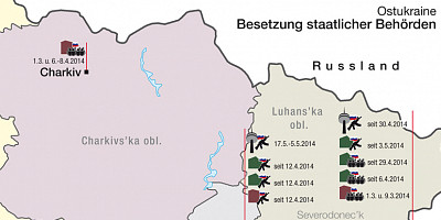 Karte: Ostukraine: Besetzung staatlicher Behörden